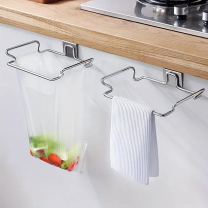 1PCS Ferroalloy Trash Rack, Closet Cabinet Door Trash Bag Holder, Kitchen Accessories,