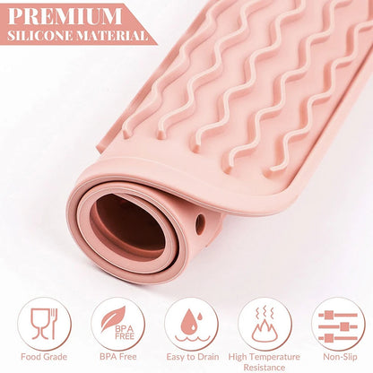 Silicone Dish Drying Mat, 40 X 30Cm - Large Dish Drying Mat, Counter Top Mat, Dish Draining Mat, Sink Mat, Large Silicone Trivet