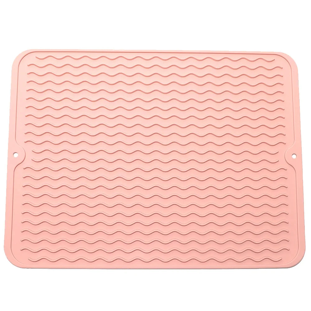 Silicone Dish Drying Mat, 40 X 30Cm - Large Dish Drying Mat, Counter Top Mat, Dish Draining Mat, Sink Mat, Large Silicone Trivet