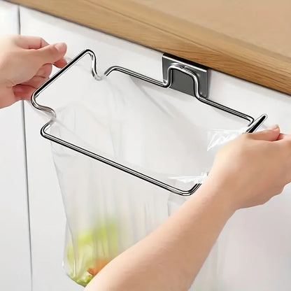 1PCS Ferroalloy Trash Rack, Closet Cabinet Door Trash Bag Holder, Kitchen Accessories,