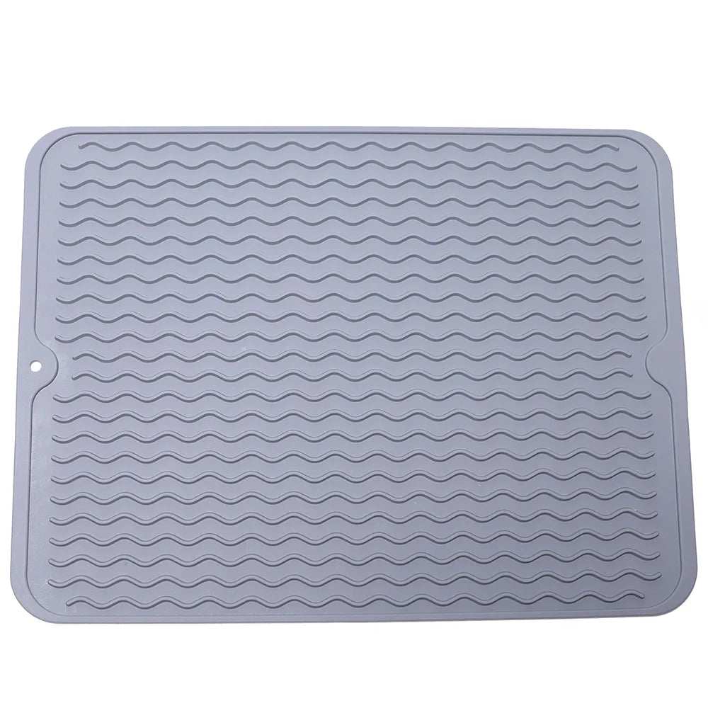 Silicone Dish Drying Mat, 40 X 30Cm - Large Dish Drying Mat, Counter Top Mat, Dish Draining Mat, Sink Mat, Large Silicone Trivet