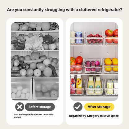 Clear Fridge Organizer, Refrigerator Organizer Bins ,Fridge Organizers and Storage Containers for Fruit, Vegetable, Food, Drinks