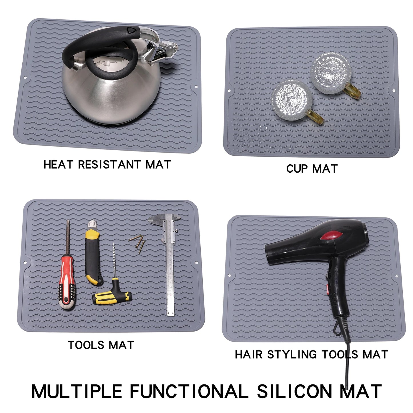 Silicone Dish Drying Mat, 40 X 30Cm - Large Dish Drying Mat, Counter Top Mat, Dish Draining Mat, Sink Mat, Large Silicone Trivet