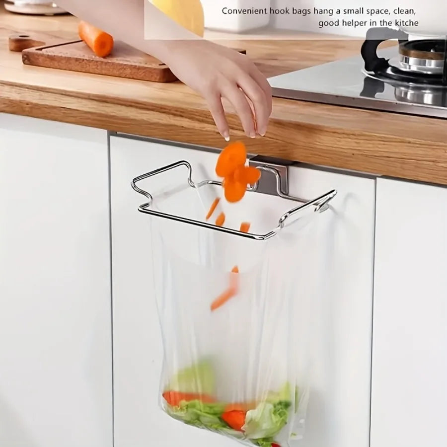 1PCS Ferroalloy Trash Rack, Closet Cabinet Door Trash Bag Holder, Kitchen Accessories,